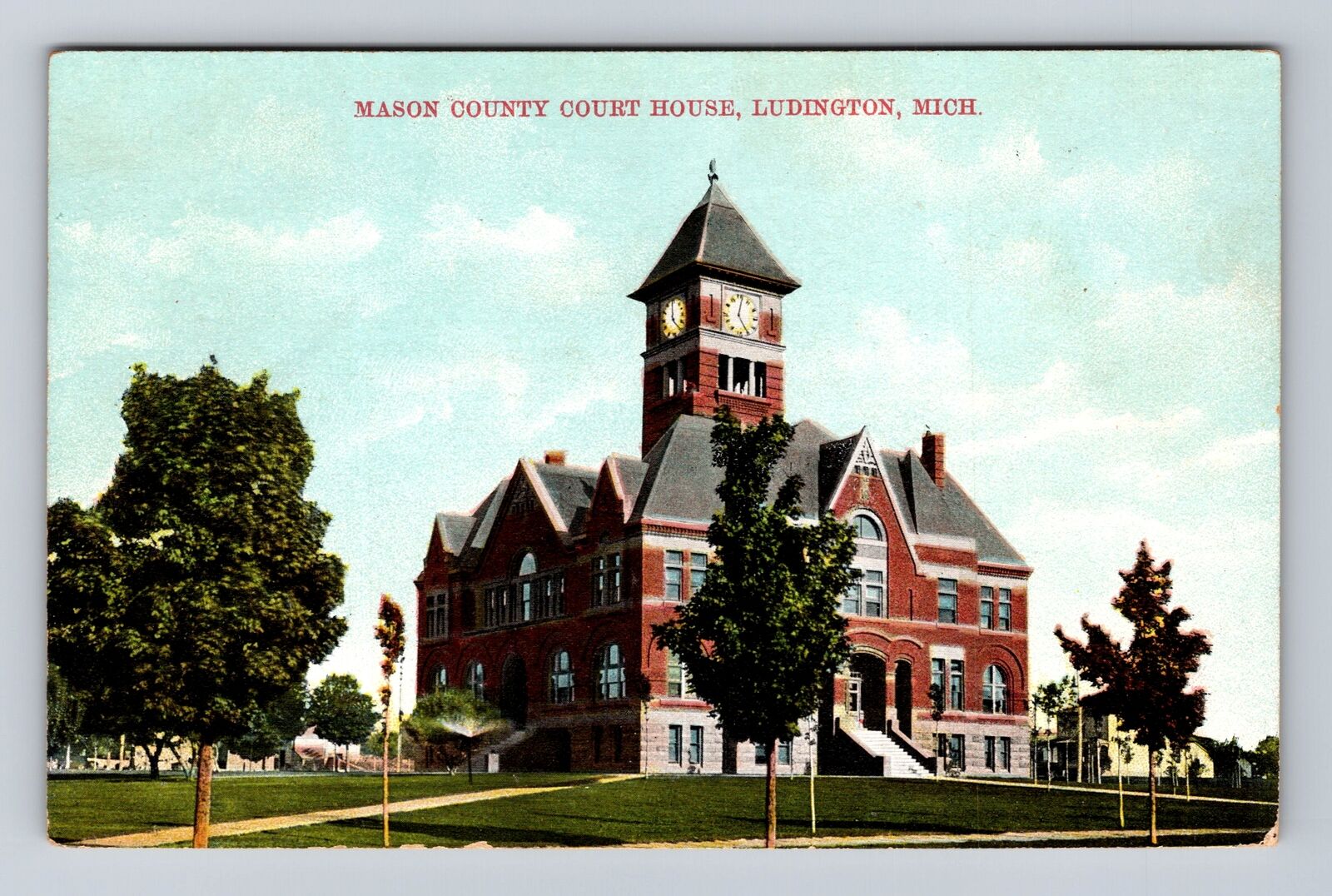 Ludington MI-Michigan, Mason County Court House, Antique, Vintage Postcard