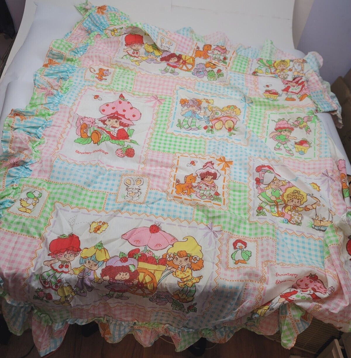 Vintage 1980s Strawberry Shortcake Curtains and Tie Backs Approx. 50\