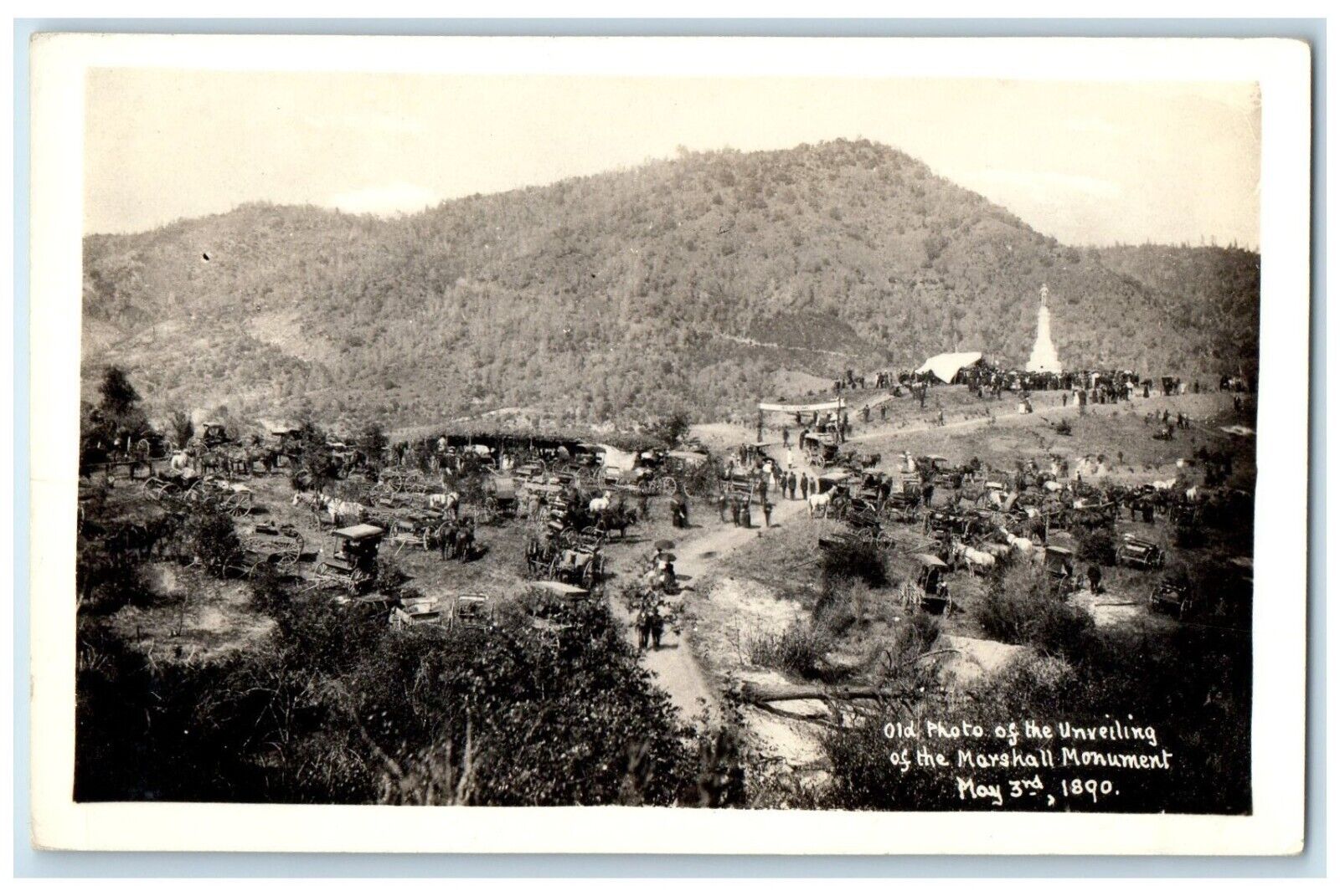 c1940's Old Photo Unveiling Marshall Monument Coloma CA RPPC Photo Postcard