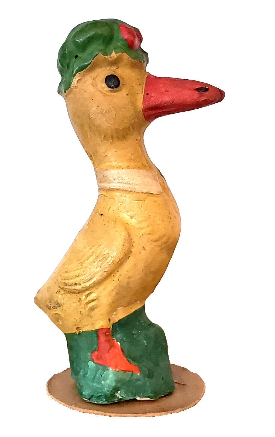 Rare VINTAGE Antique EASTER DUCK Composition CANDY CONTAINER Germany BONNET #7
