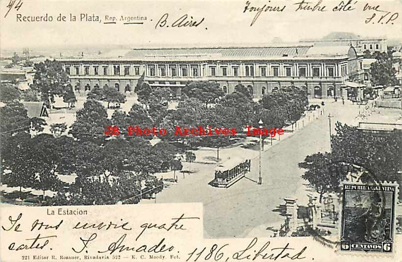 Argentina, La Plata, La Estacion, Railroad Station, Stamp, UDB, Rosauer No 221
