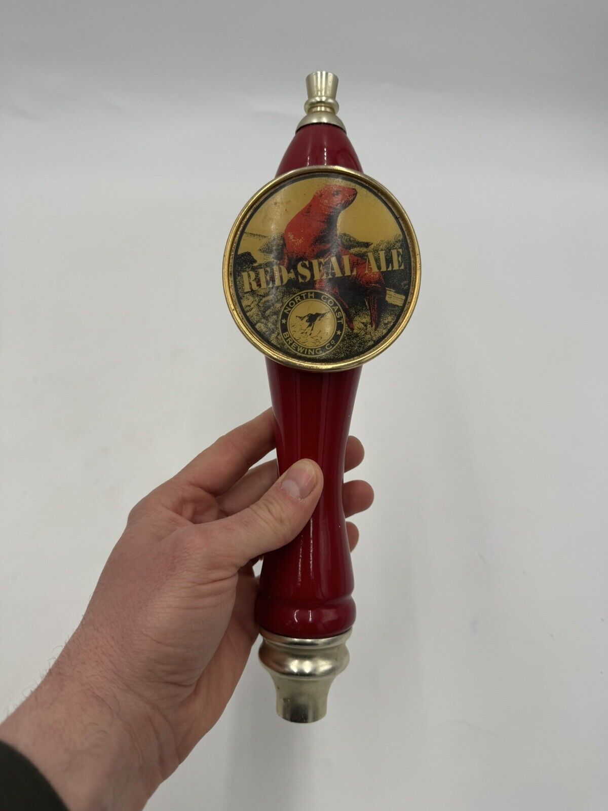 VTG Red Seal Ale Tap Handle North Coast Brewery CA Rare Red Handle