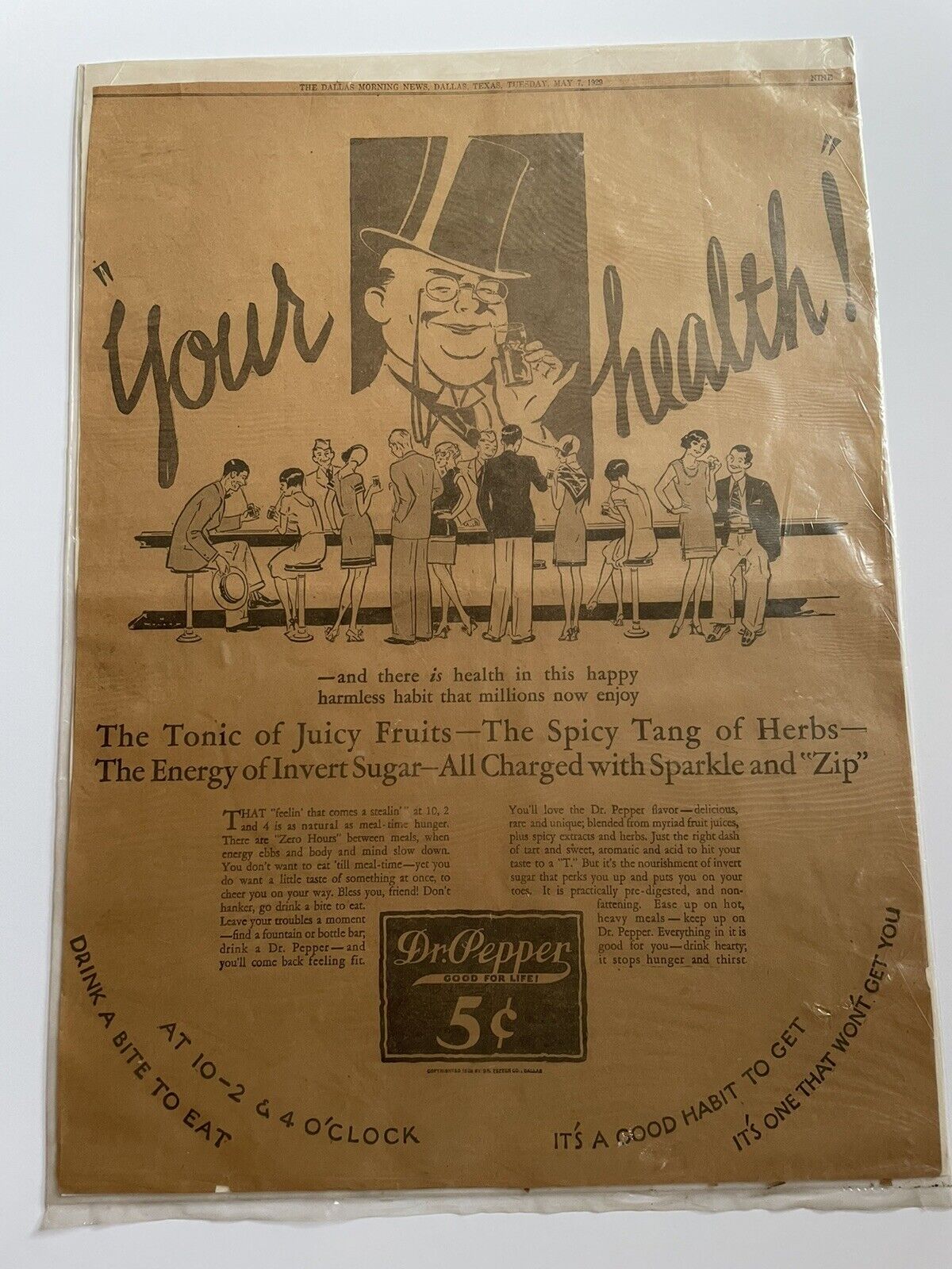 Rare 1929 Dr Pepper Ad For The Dallas Texas Morning News Newspaper