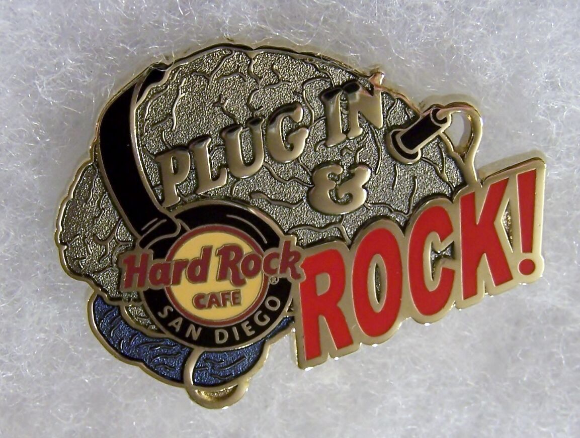 HARD ROCK CAFE SAN DIEGO PLUG IN & ROCK BRAIN WEARING HEADPHONES PIN # 63645