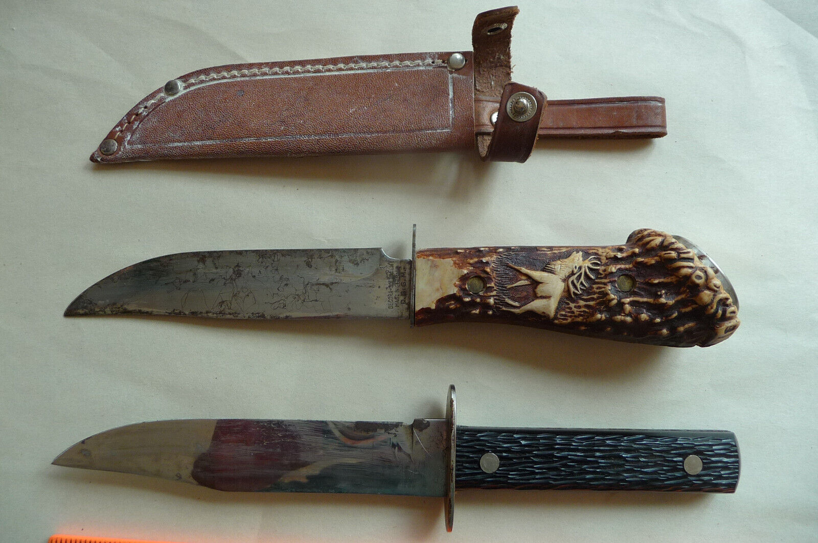2 Vtg Knives German Hunting Decora Solingen & Imperial Sheath