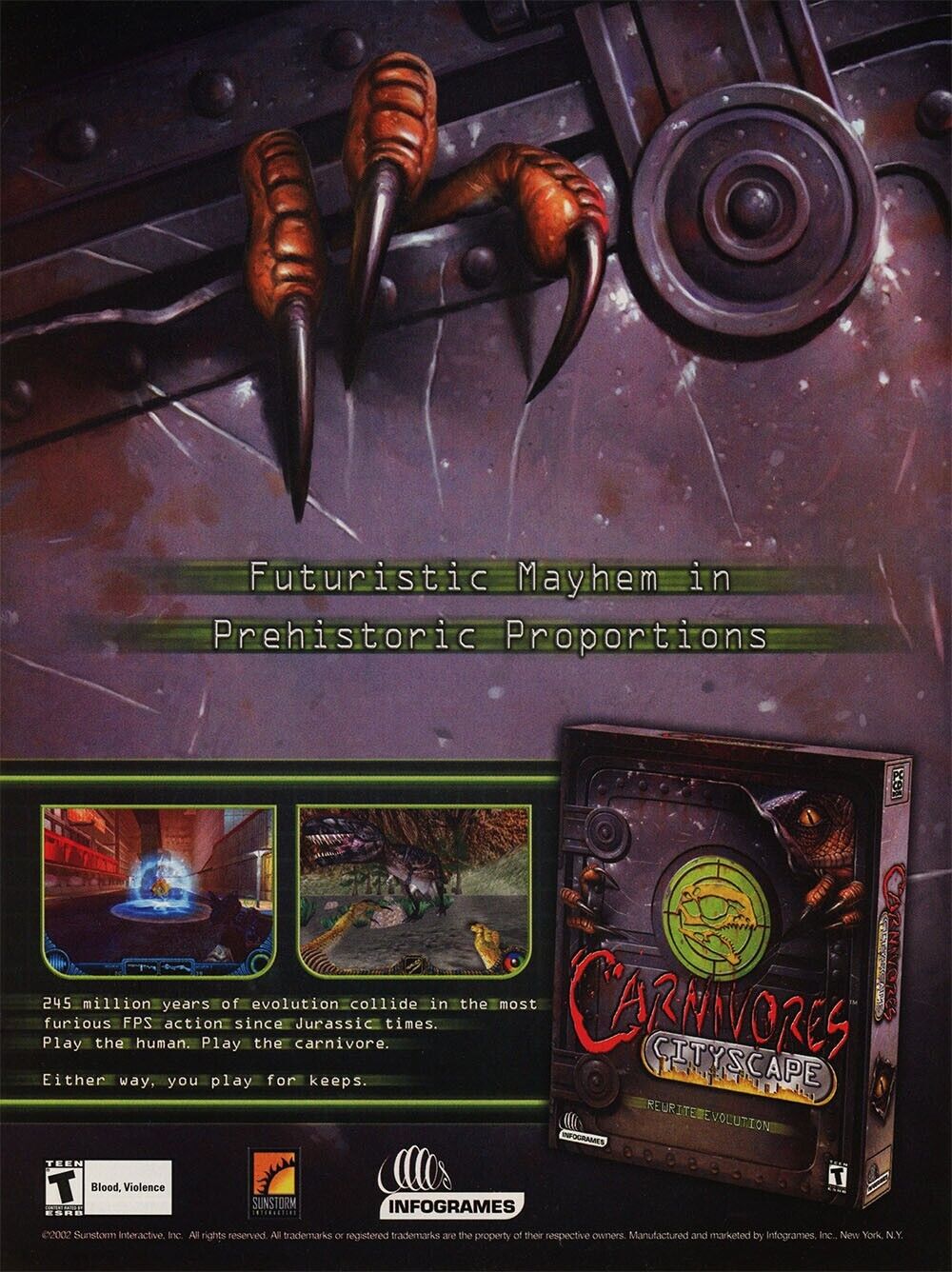 Carnivores Cityscape PC Original 2003 Ad Authentic FPS Shooter Video Game Promo
