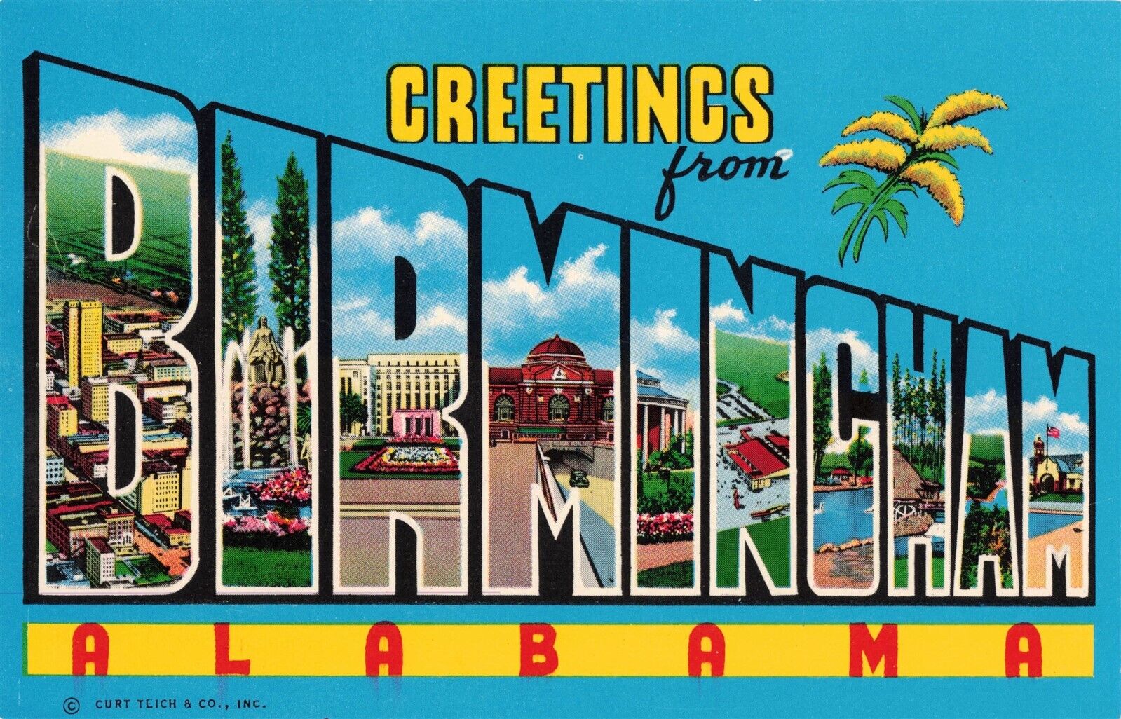 Greetings from Birmingham Alabama Large Letter Postcard E123