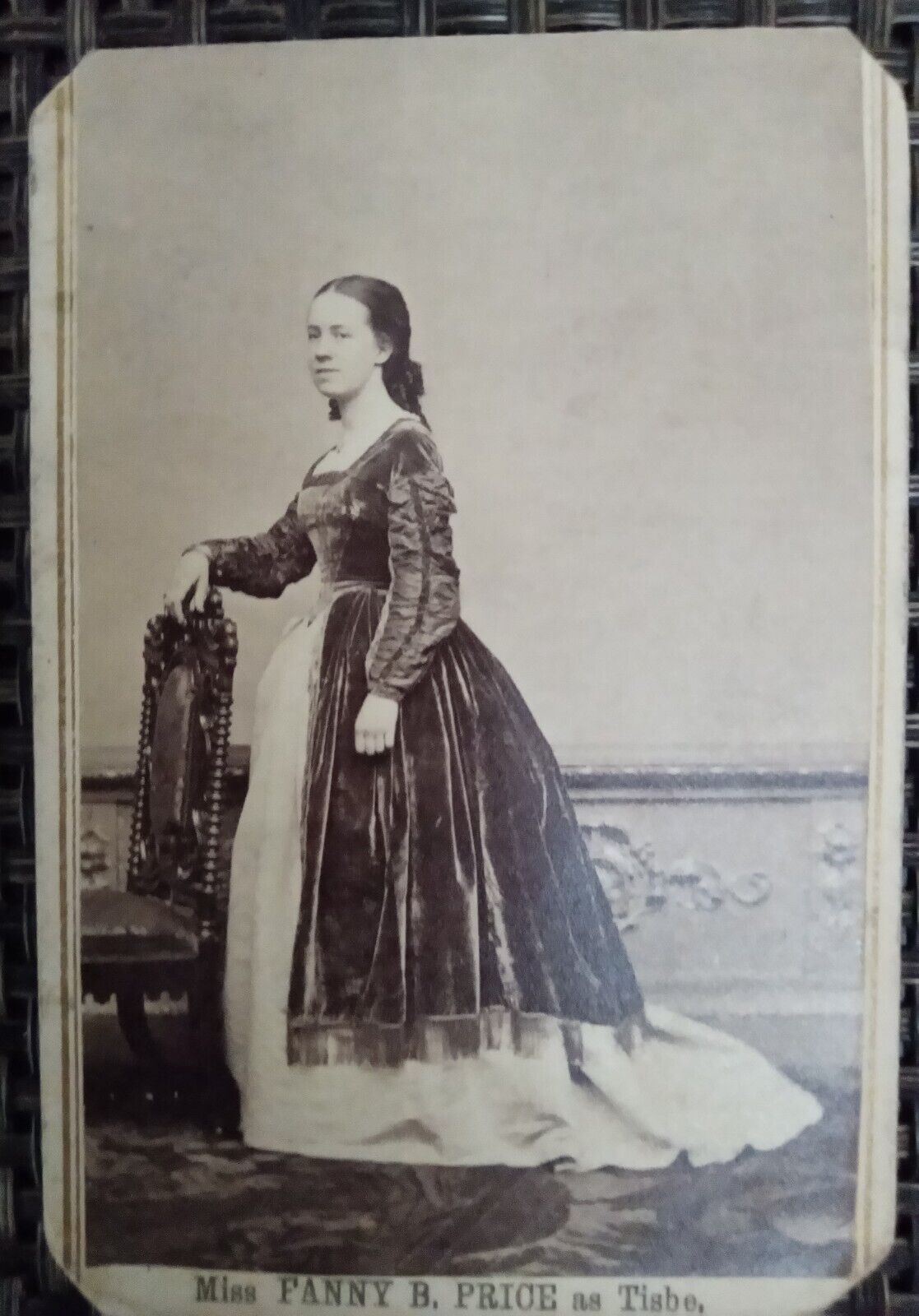 RARE 1860s PROFESSIONAL  CABINET CARD WITH RARE  2 cent PLAYING CARD STAMP.