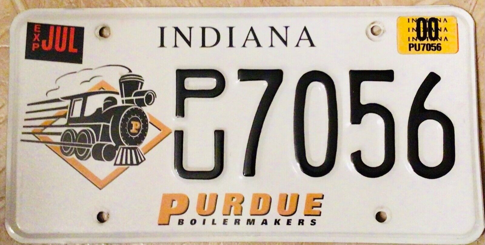 License Plate  - Indiana - Purdue University Boilermakers - Rare Locomotive