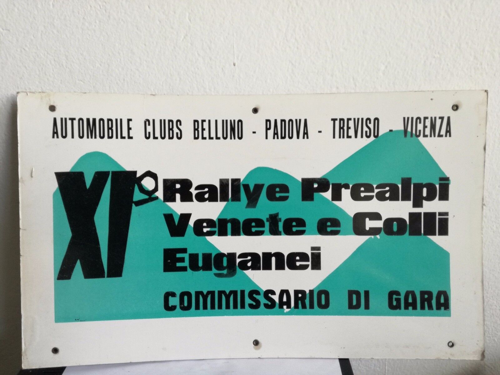 Targa 11° Rallye Prealpi Venete And Collie Euganean Hills 1965 Commissioner