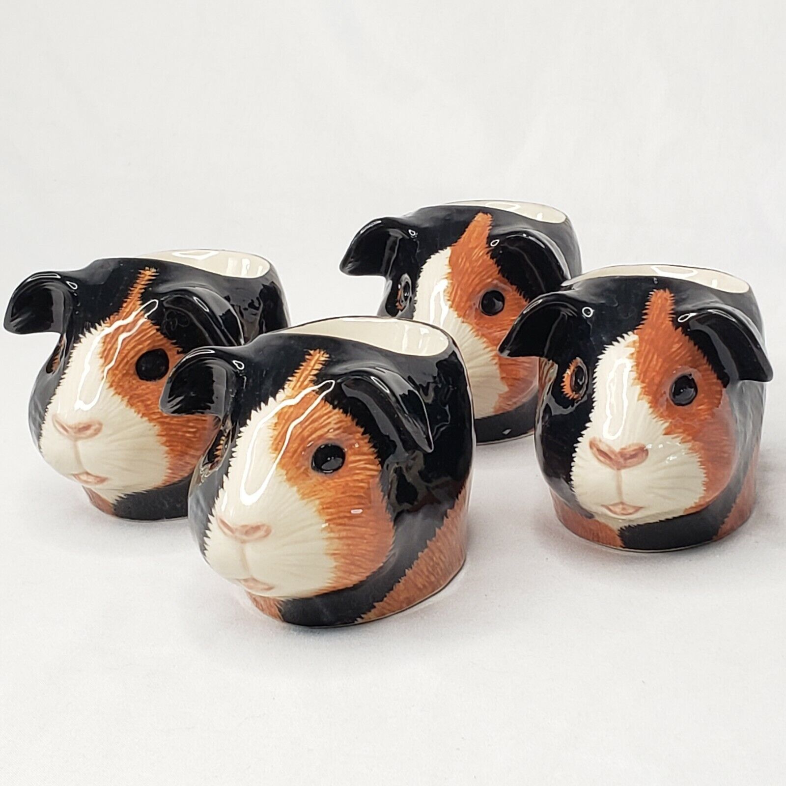 4 Quail Ceramics Guinea Pig Egg Cups ~ Hand Painted