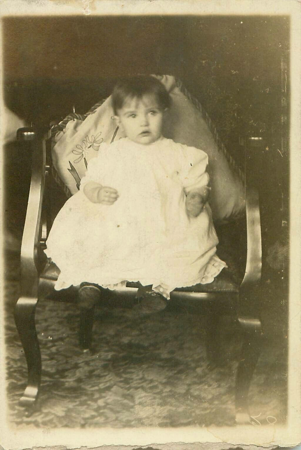 Antique 1900\'s Young Girl Toddler All Dressed Up Early RPPC Photograph Postcard