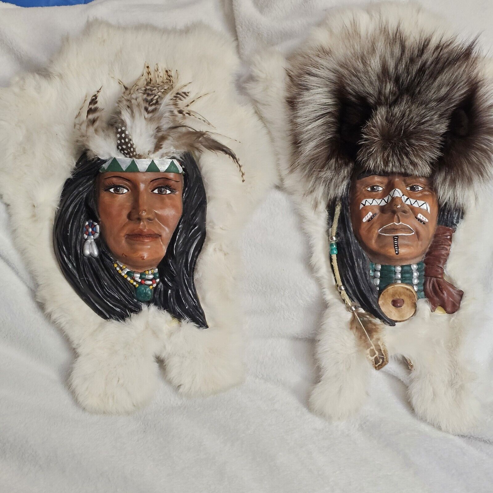 Beautiful Native American Couple In Traditional Regalia Hand Crafted Wall Decor