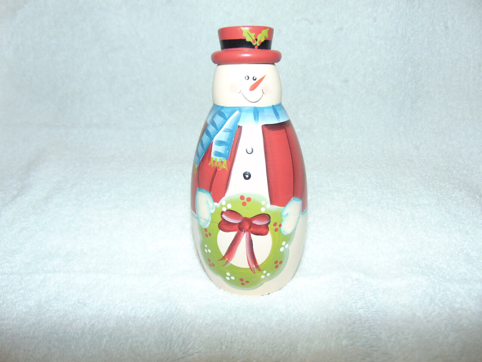 Wooden Country Snowman Hand Painted Christmas Decor 6\