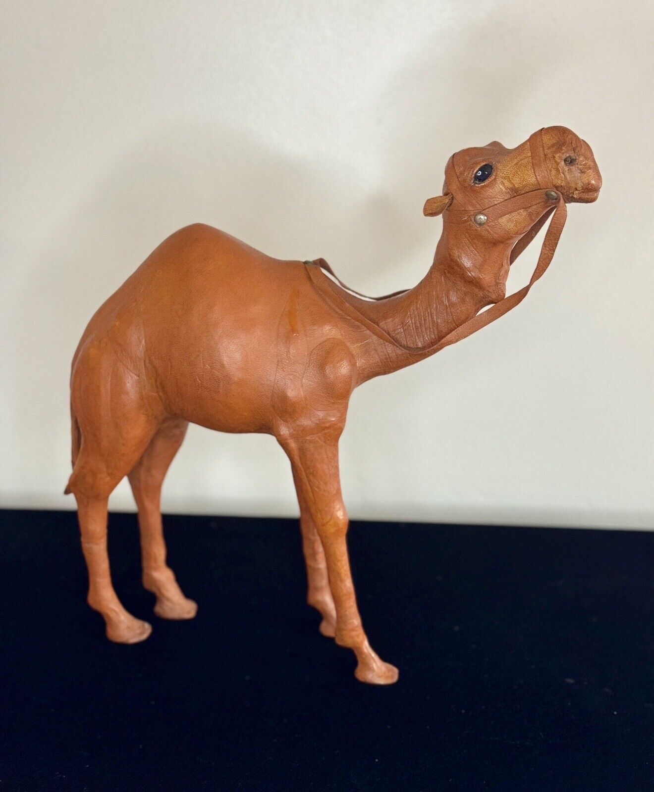 VINTAGE Leather Wrapped Camel Dromedary Figurine Statue 14\