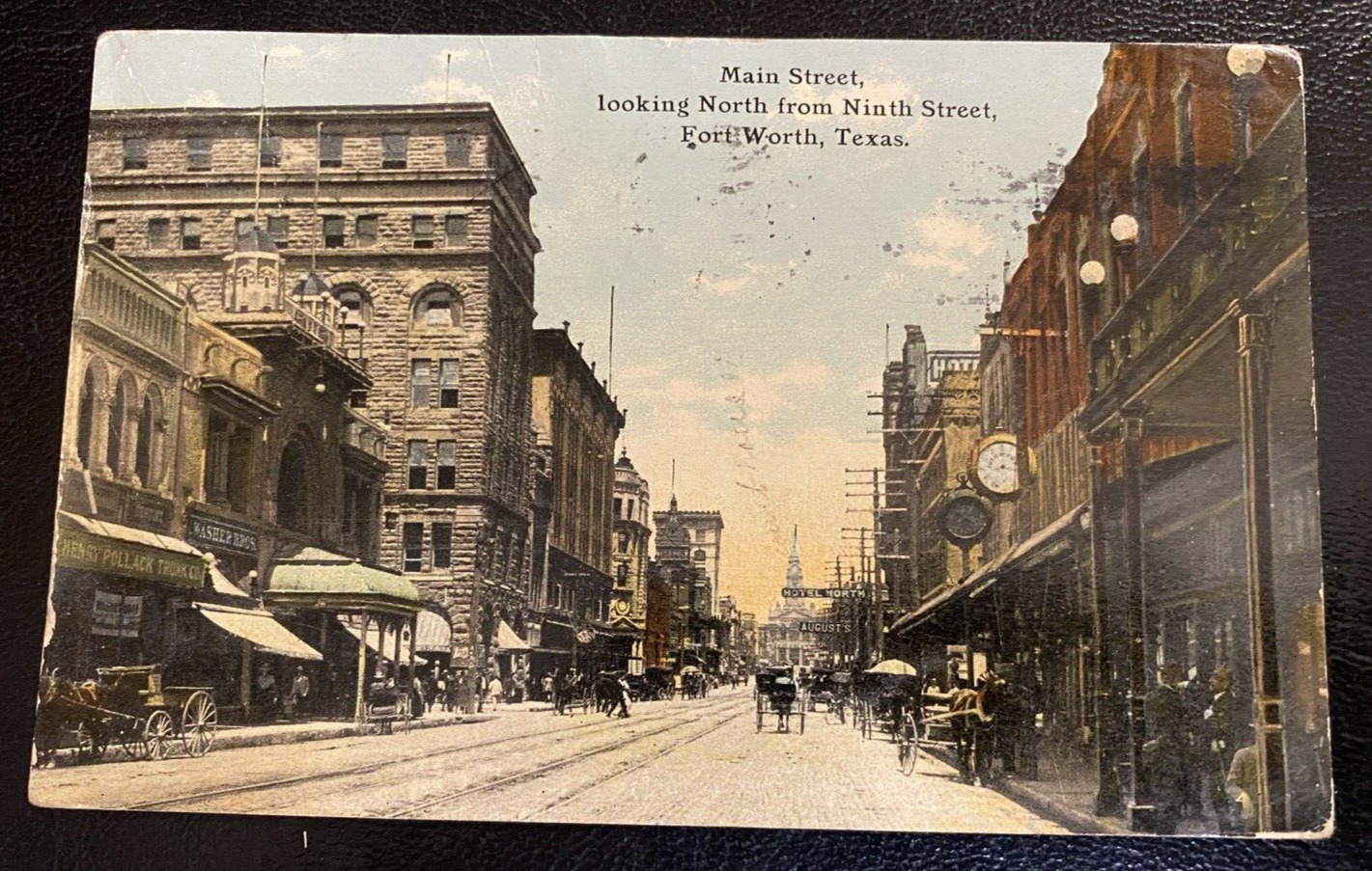 VINTAGE POSTCARD-MAIN STREET LOOKING N. FROM NINTH ST., FT. WORTH,TX-PM 8/2/1911