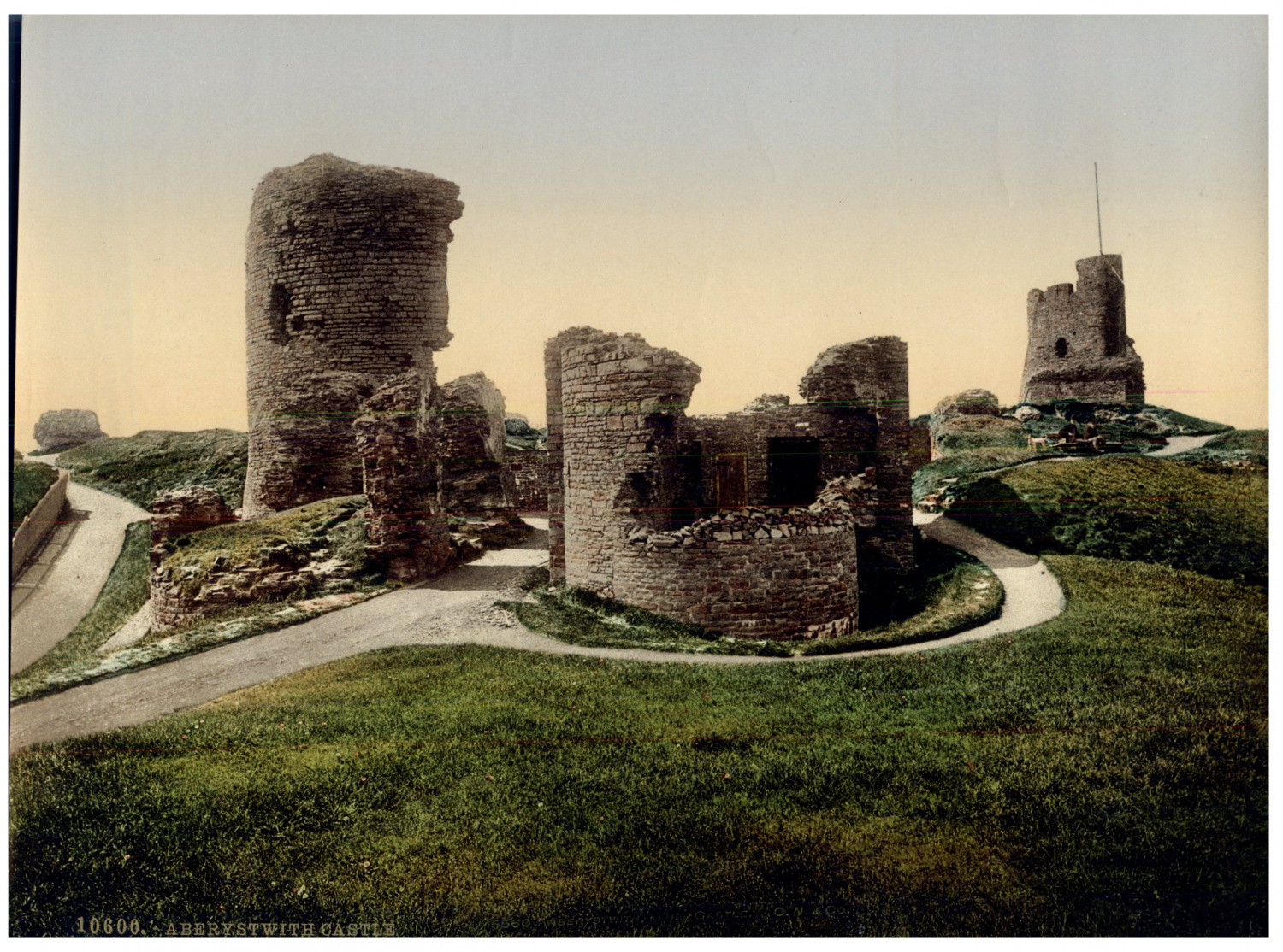 Aberystwith. The Castle. Vintage PC photochromy, photochromy, vintage photo