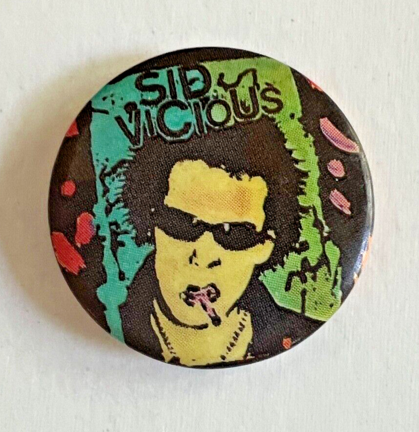Vintage Color 1 in. SID VICIOUS Pin Button Badge, Punk Rock Sex Pistols England