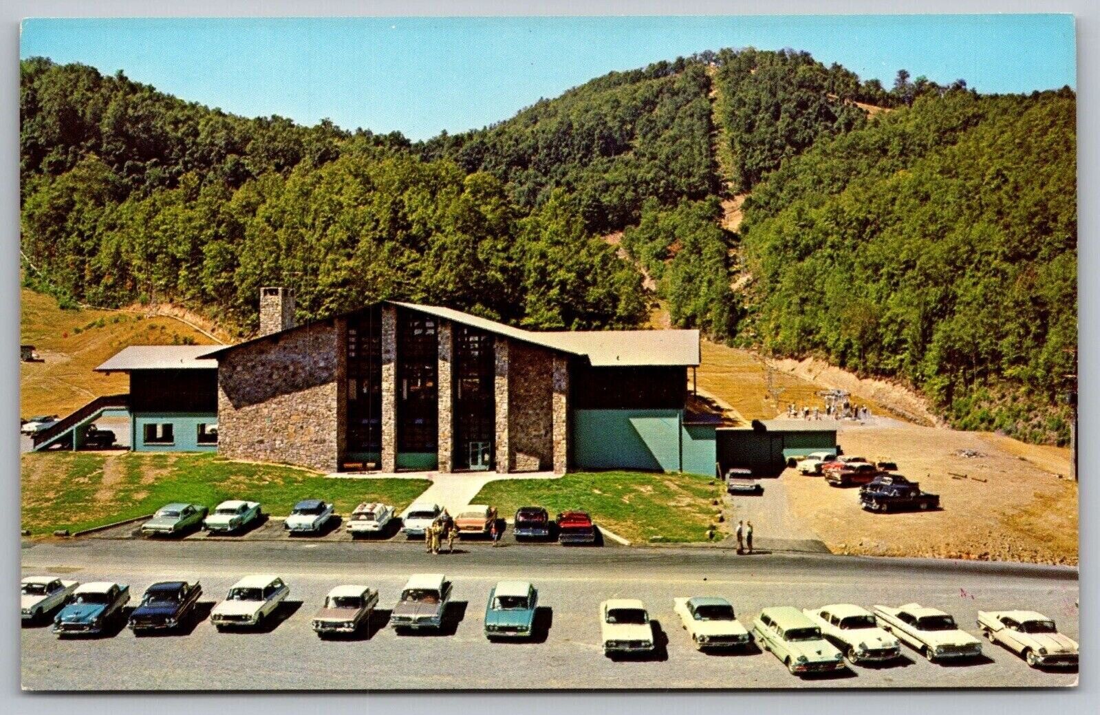 Gatlinburg Tennessee Ski Resort Base Lodge Mount Harrison Chrome Postcard