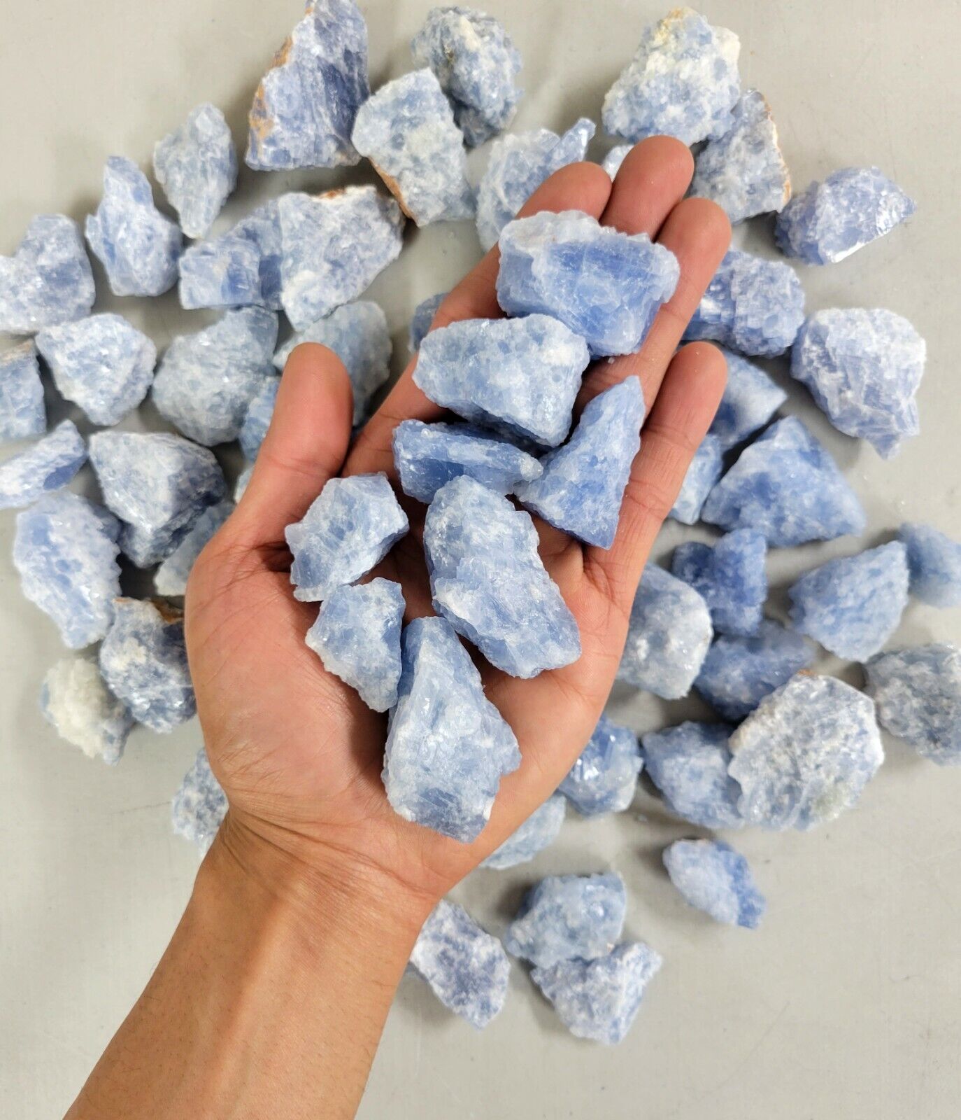 Blue Calcite Crystals - Raw Rough Gemstones Bulk - Natural Rough Stones Healing