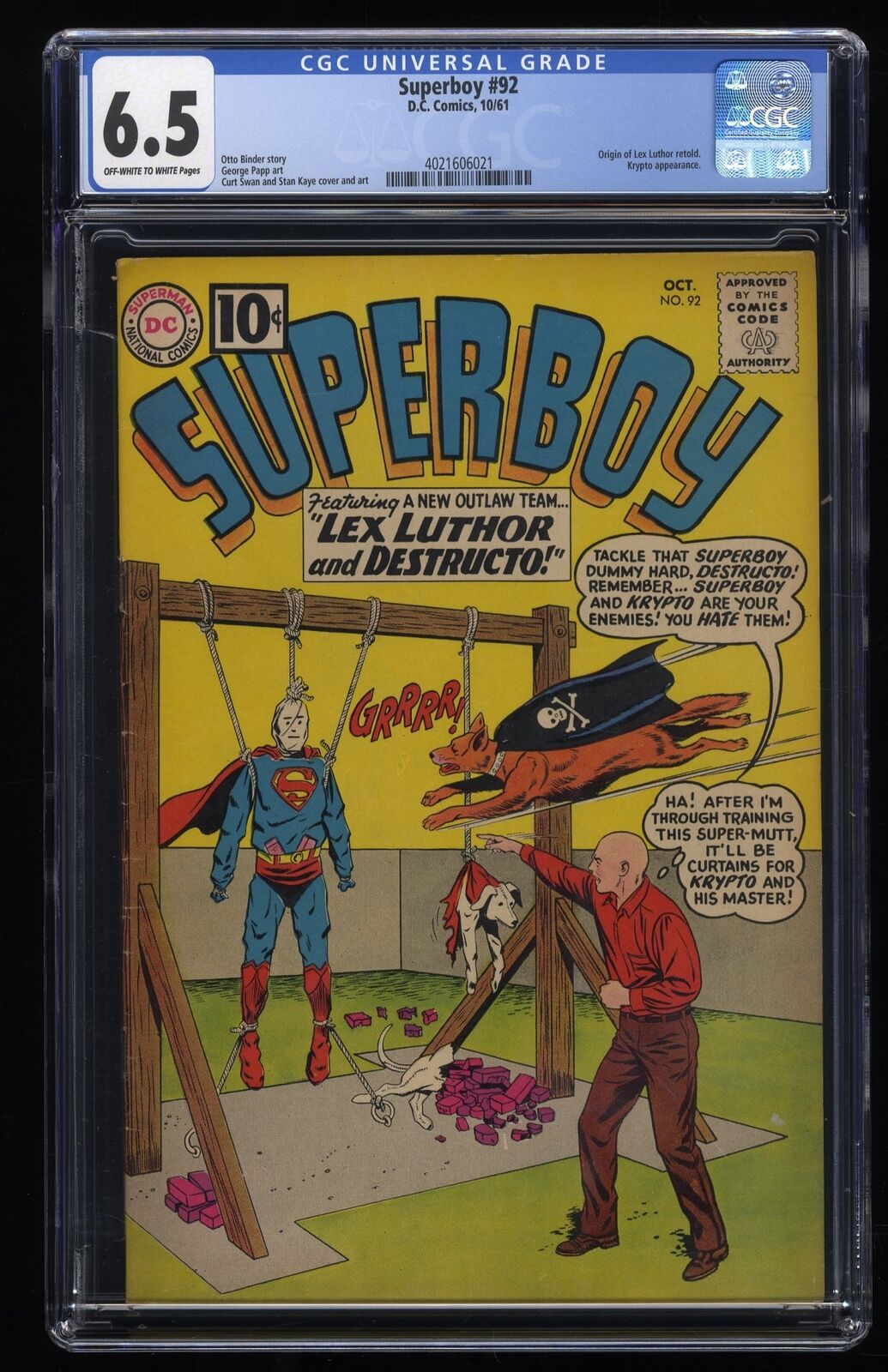 Superboy #92 CGC FN+ 6.5 Meets Ben Hur Origin of Lex Luthor Retold DC Comics