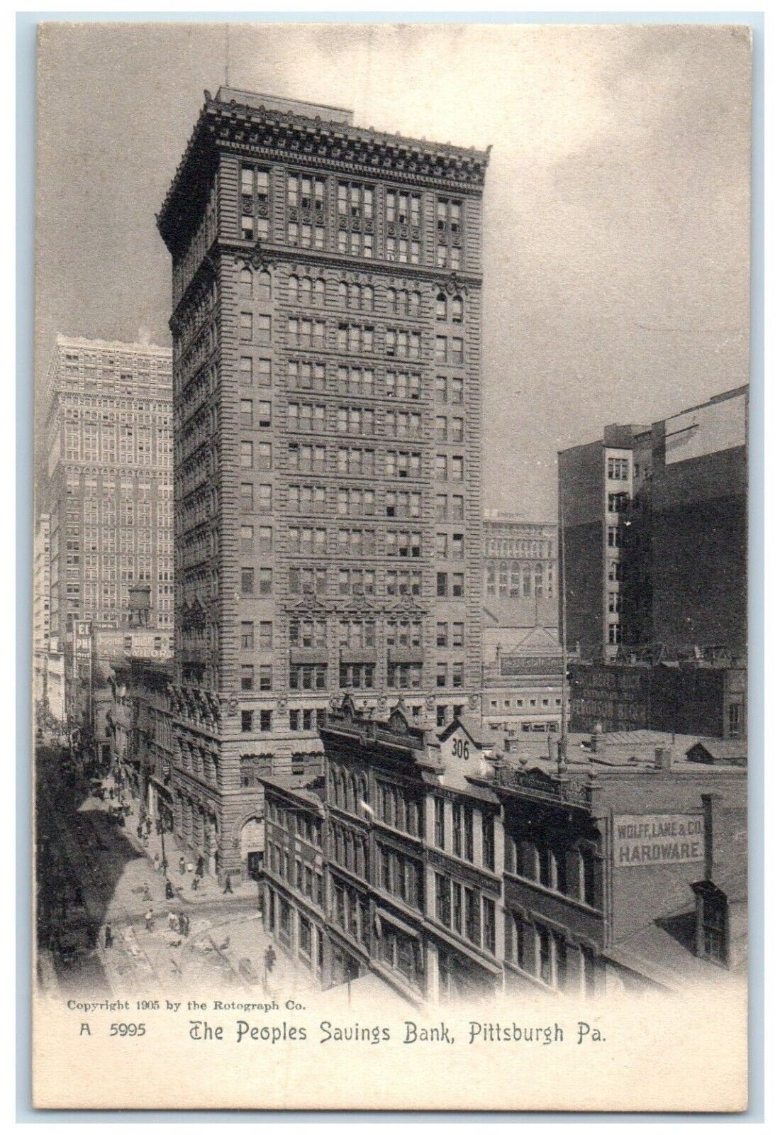 c1905 Aerial View Peoples Savings Bank Building Pittsburgh Pennsylvania Postcard