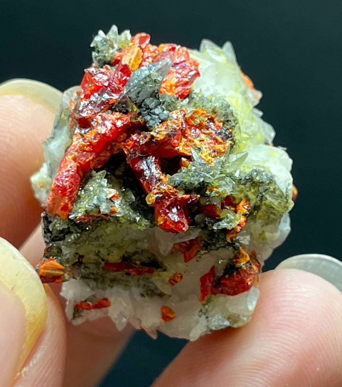 20.6g Natural Rare Red Realgar With Crystal Calcite Mineral Specimen