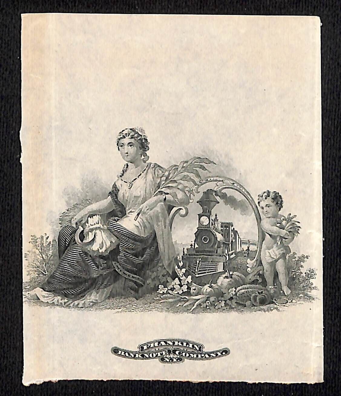 c1880's-90's Franklin Bank Note Co. Locomotive Illustration / Engraving