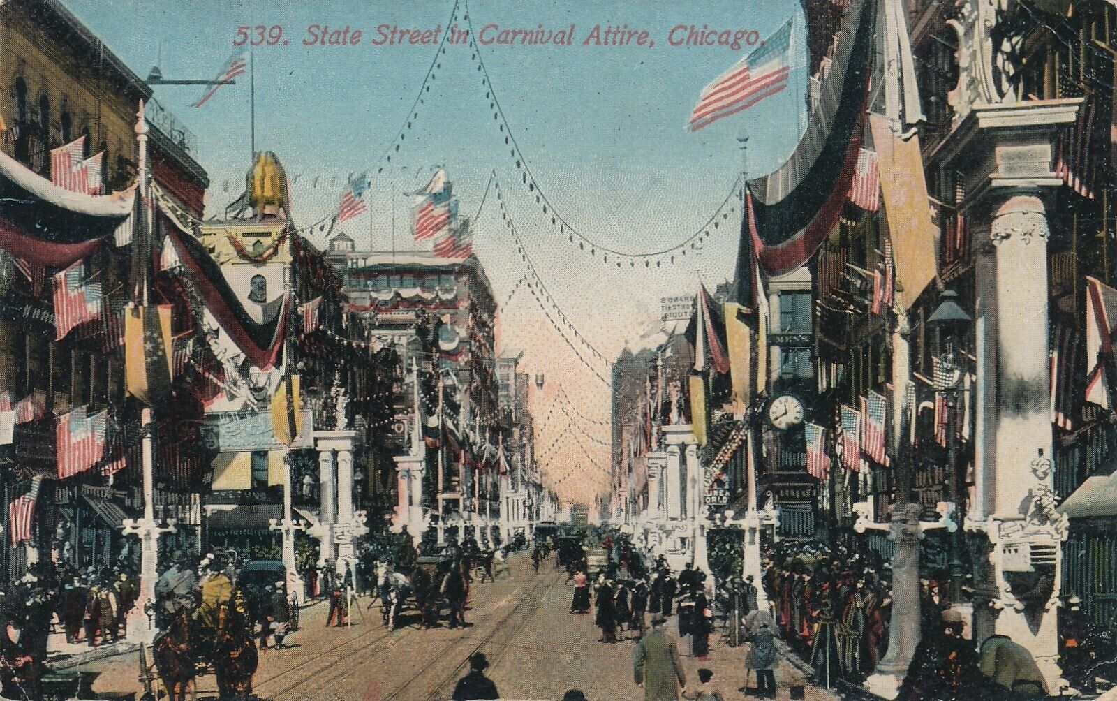 CHICAGO IL - State Street In Carnival Attire Postcard