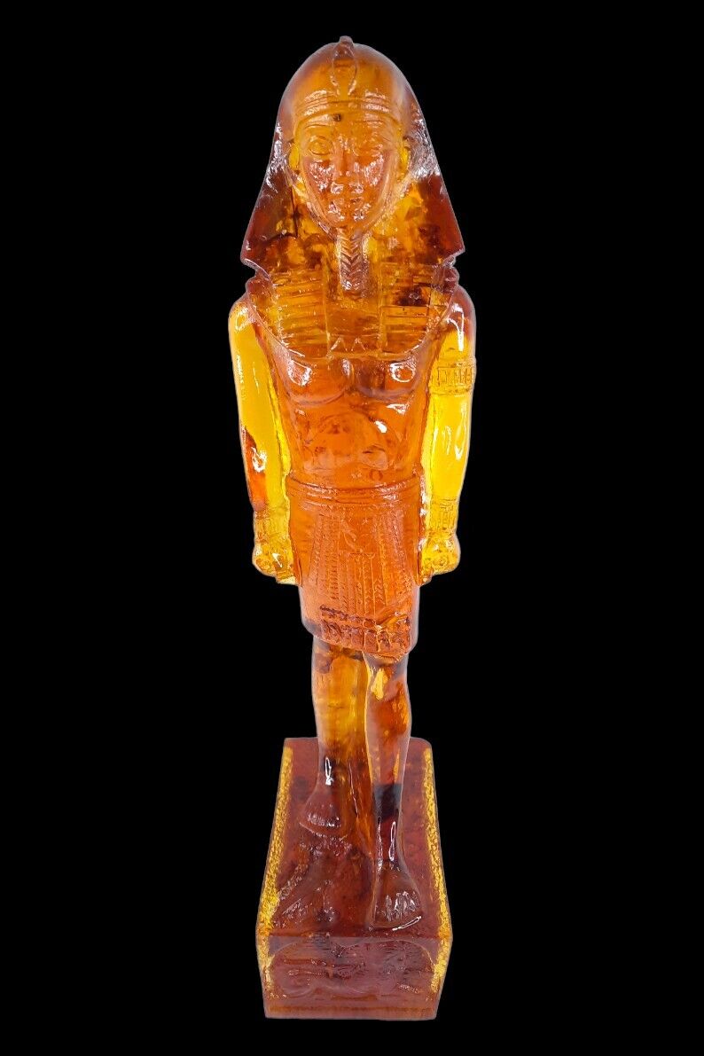UNIQUE ANTIQUE ANCIENT EGYPTIAN Statue Amber Percious Yellow King Tutankhamun