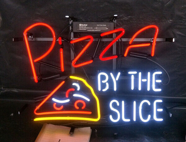 Pizza By The Slice Store Open Neon Sign Light Lamp Windows Wall Decor 20