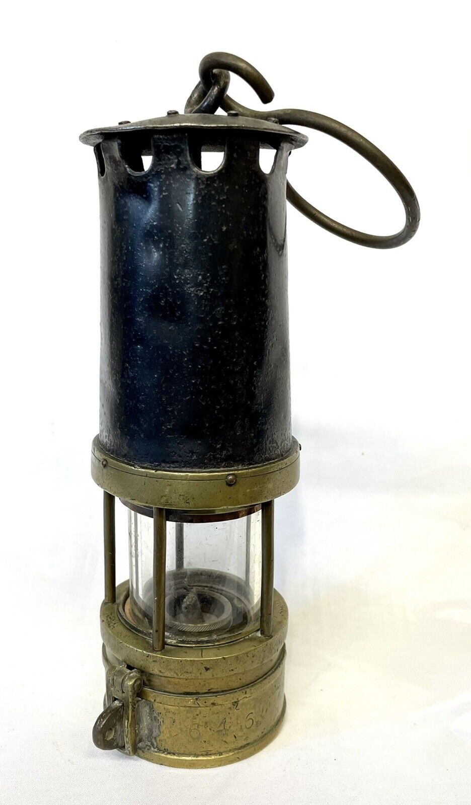 Antique Genuine Brass & Steel Miners Lamp Richard Johnson & Clapham Morris LTD
