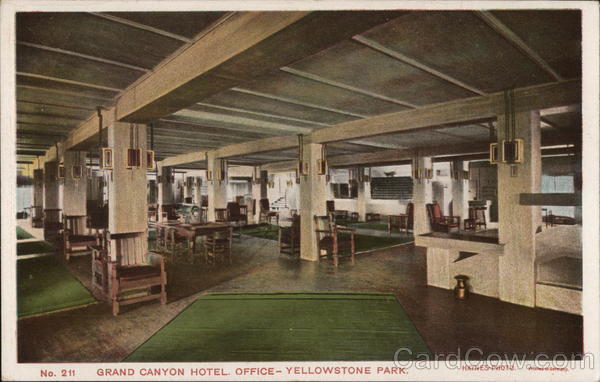 Yellowstone Grand Canyon Hotel Office Haynes Photo Antique Postcard Vintage