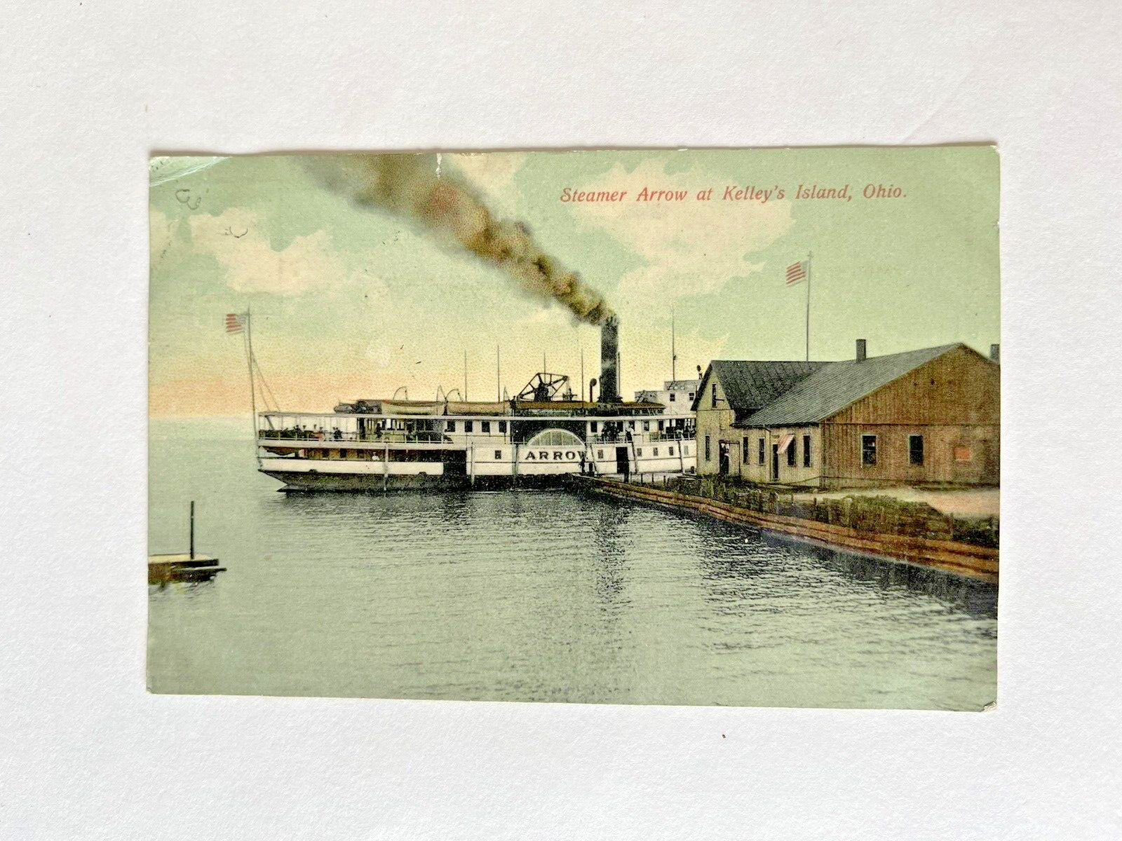 1908 Antique Vintage Postcard STEAMER ARROW Kelley's Island OH Put-In-Bay Erie C
