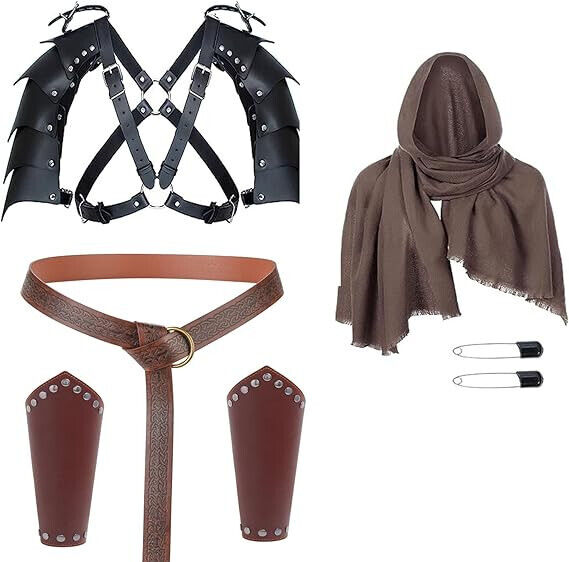 Medieval  Leather cosplay armor and shawl