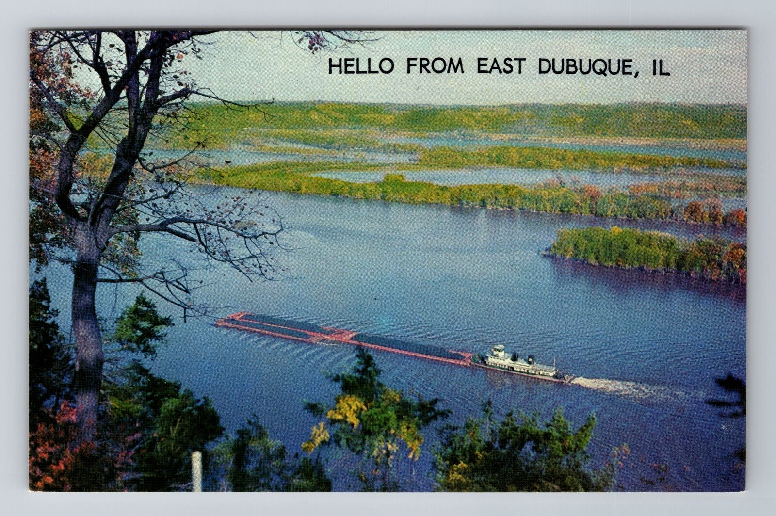 East Dubuque IL-Illinois, Aerial General Greetings, Antique, Vintage Postcard