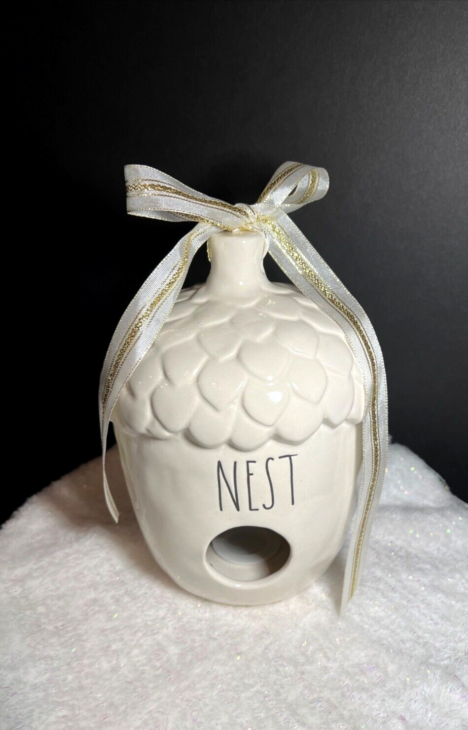 Rae Dunn Ceramic Nest Birdhouse Acorn Style 7” High