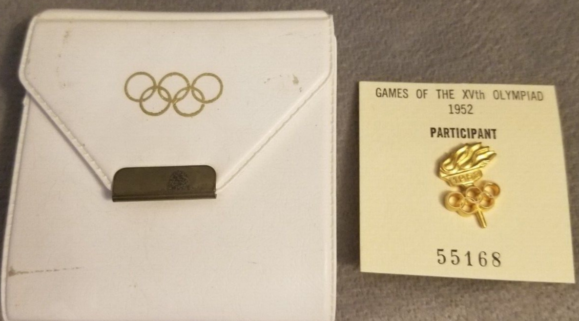 1952 Helsinki, Summer Olympic Games Participant Pin, Bertoni, IOC, Original Case