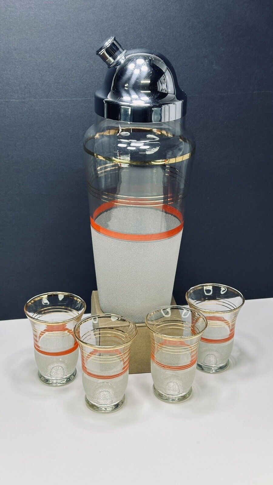 MacBeth 1930s Home Barware Set Art Deco Cocktail Shaker Shot Glasses Rare Find