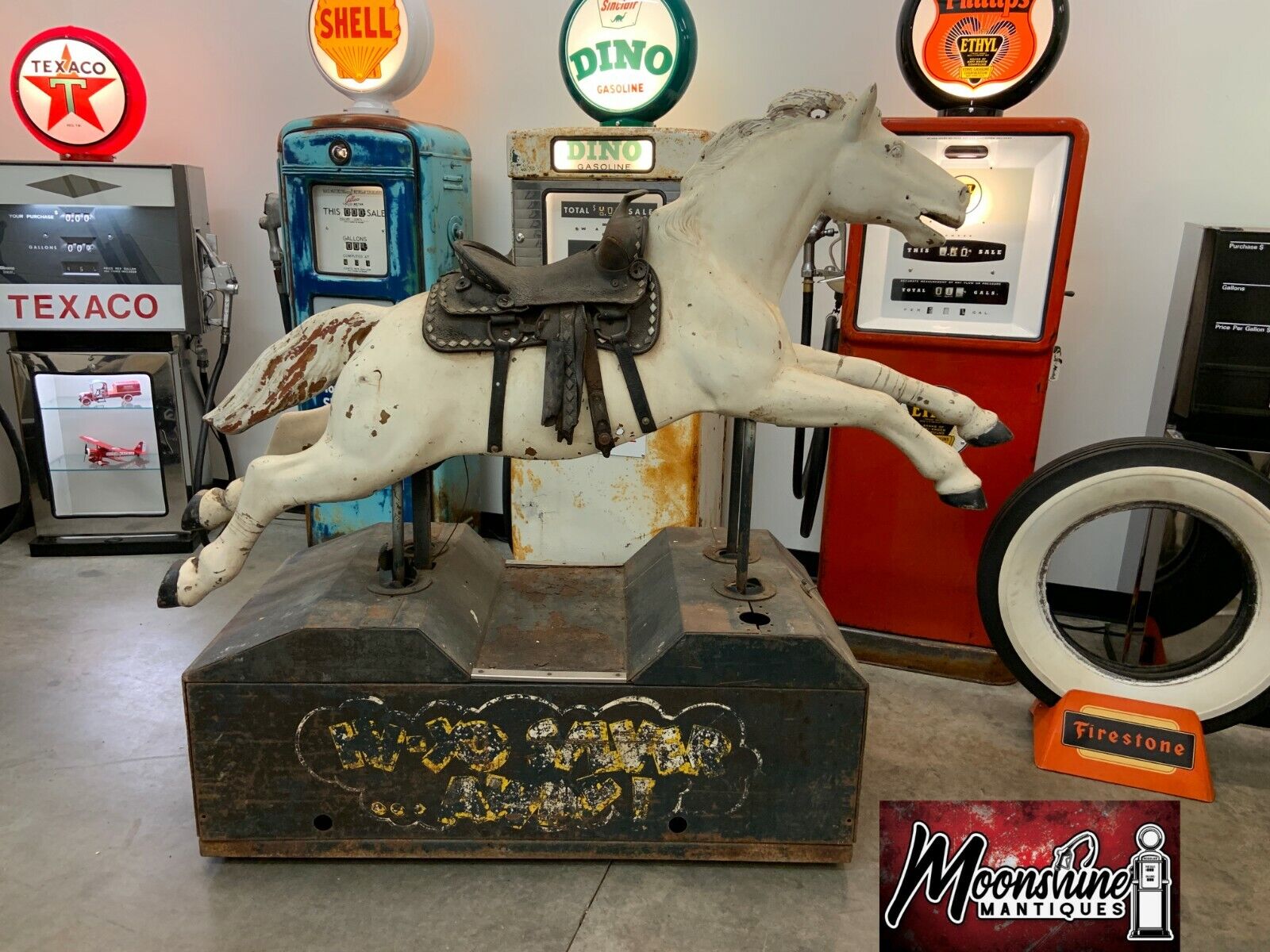 RARE 1950’s Merita Bread LONE RANGER Coin Op Kiddie Horse Ride Hy-Yo Silver Away