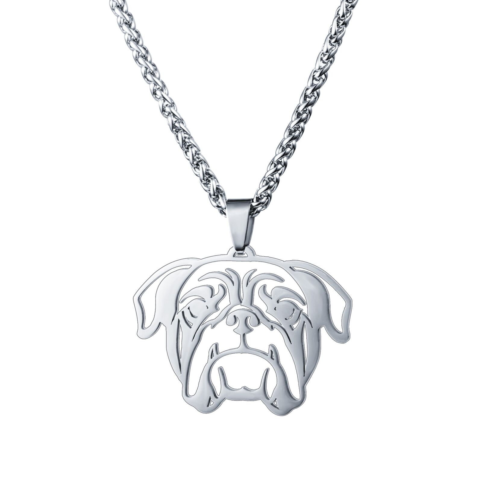 NEW Stainless Steel American English Bull Bulldog Dog Tag Charm Pendant Necklace