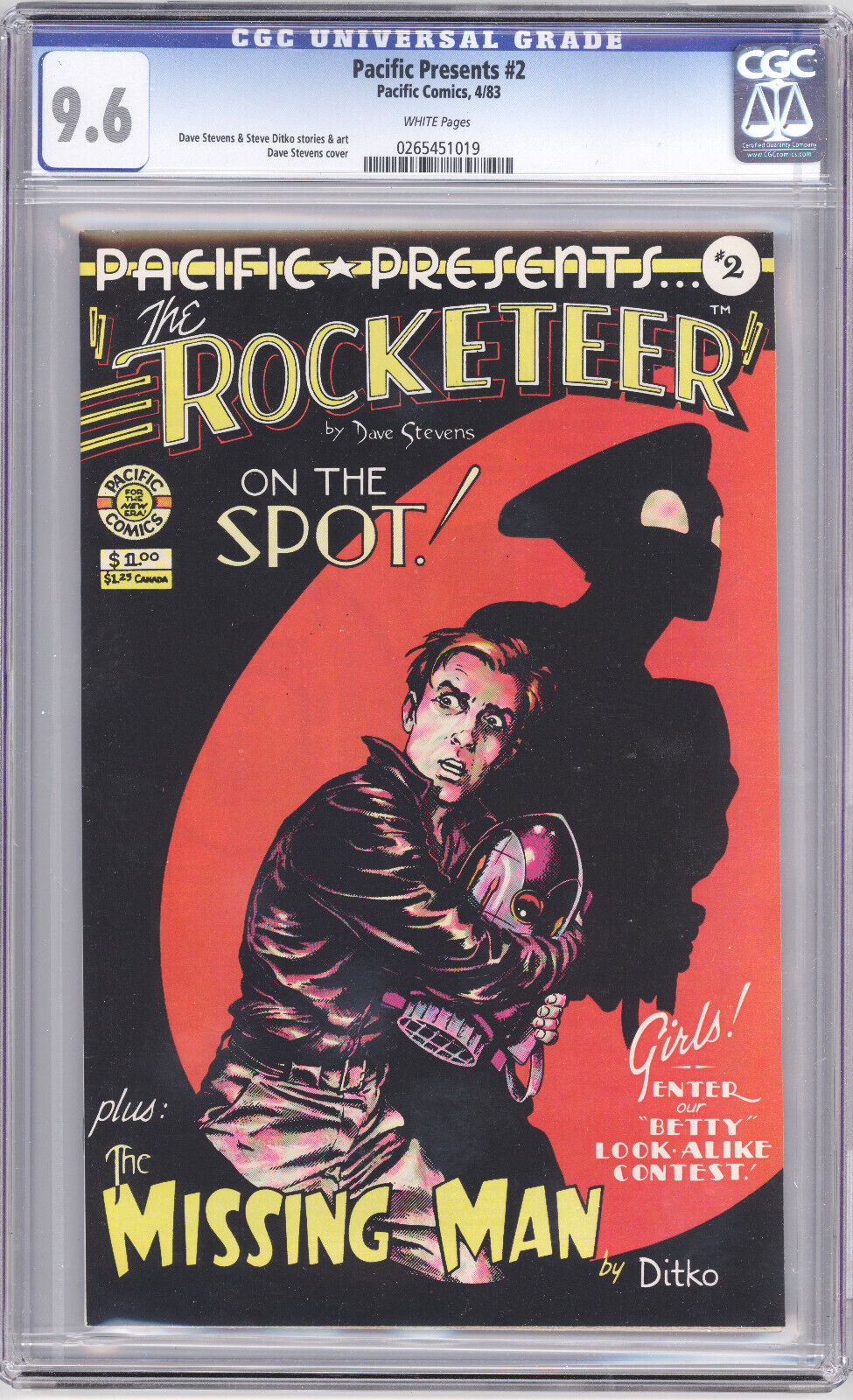 Pacific Presents #2 CGC 9.6 NM+ Dave Stevens cover art Rocketeer Pacific Comics