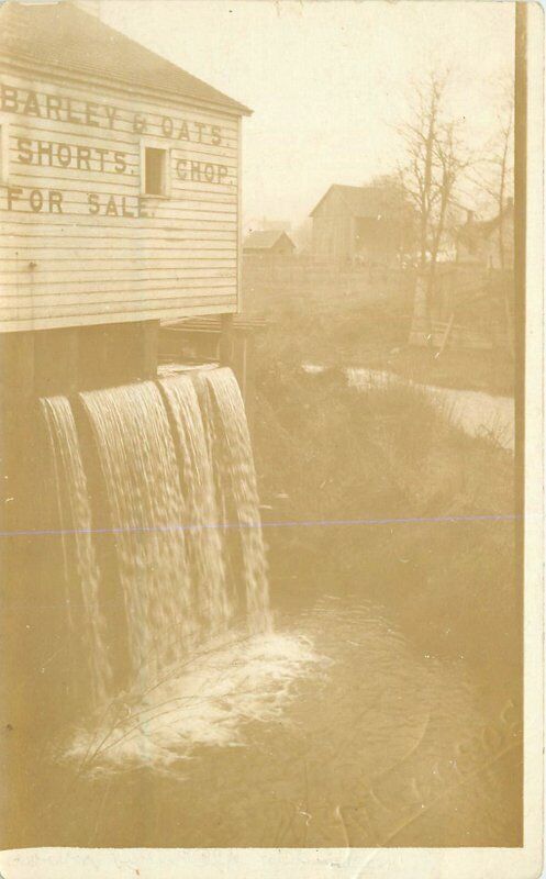 Barley Oats Advertising Watermill C-1910 RPPC Photo Postcard 7835