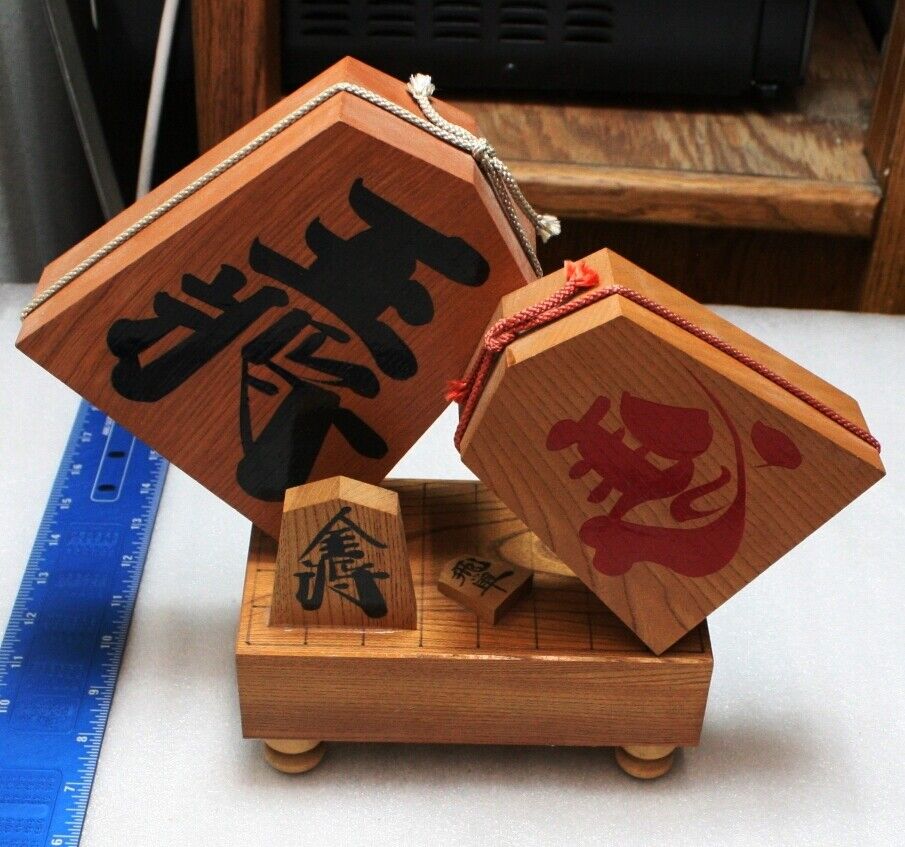 Japanese Wooden Shogi Game Pieces Style Decoration Vintage Art