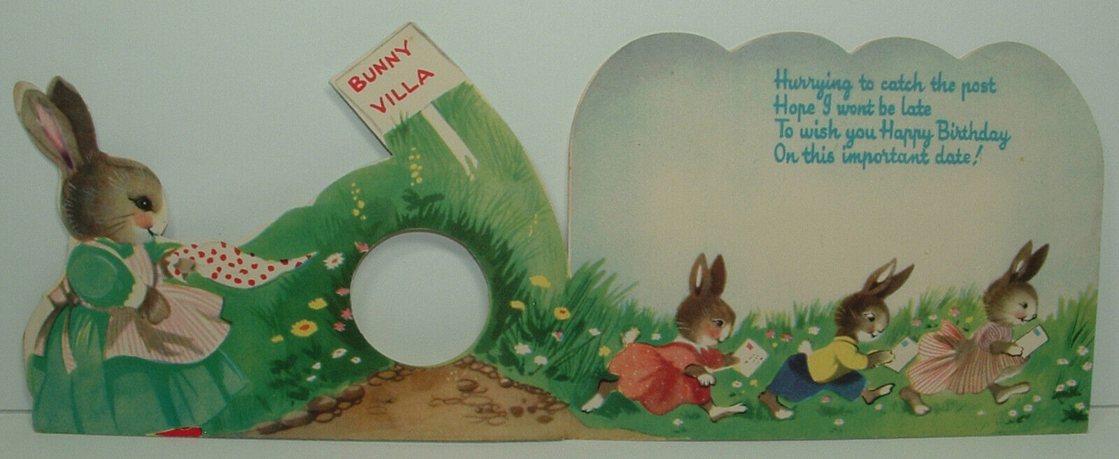 UNUSED - 3 Images - Dressed Rabbits - 1940\'s Vintage Birthday Card