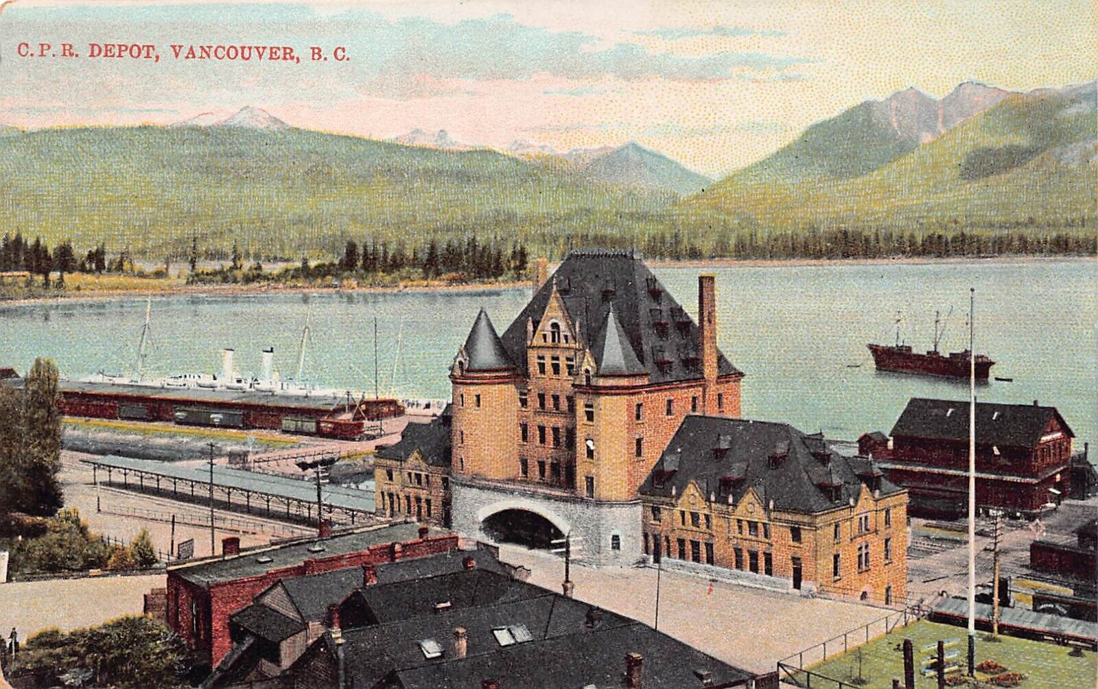 Vancouver Canada Rocky Mountaineer Train Railroad Depot Station Vtg Postcard C53