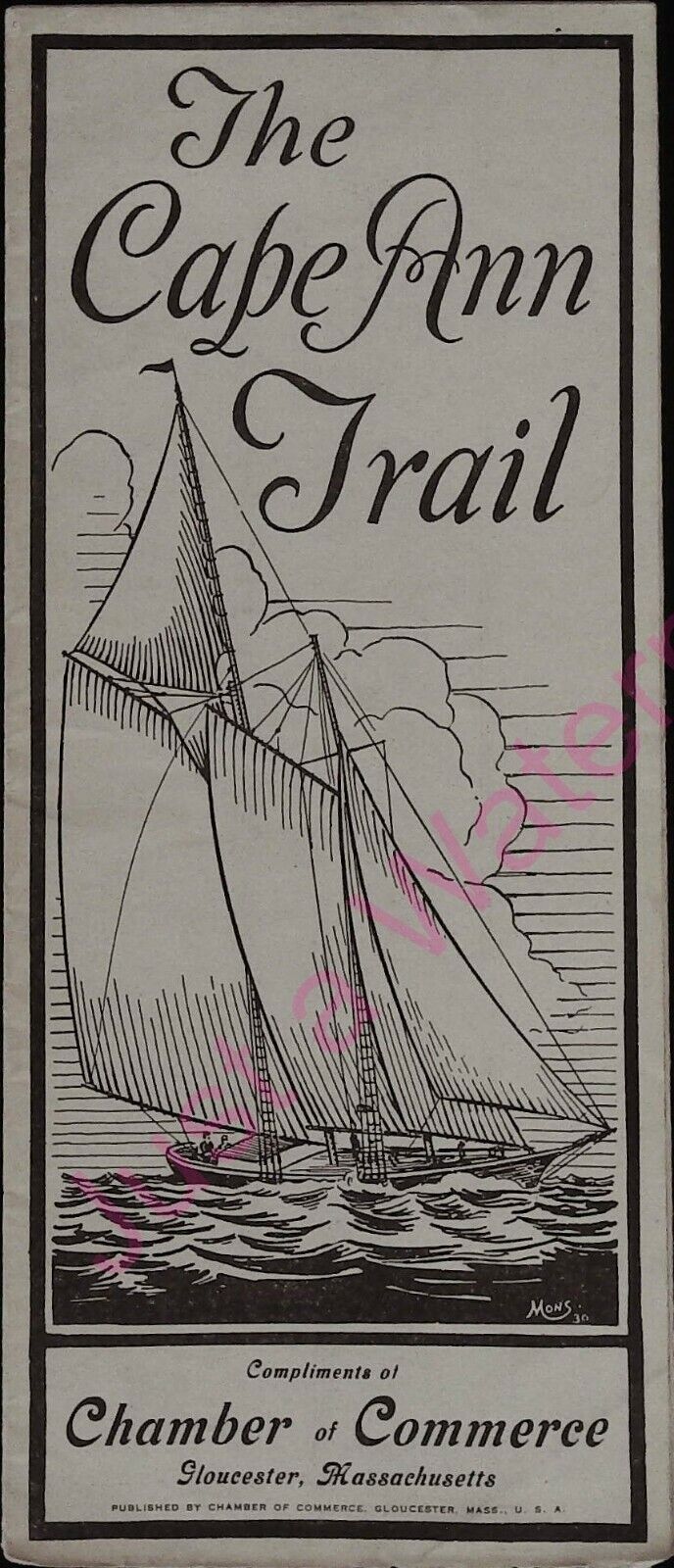 Vintage Brochure The Cape Ann Trail Chamber of Commerce Gloucester MA 1930