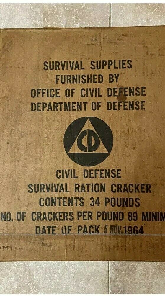 Civil Defense 34 lbs Survival Ration Cracker Sealed Box Nov 1964 United Biscuit