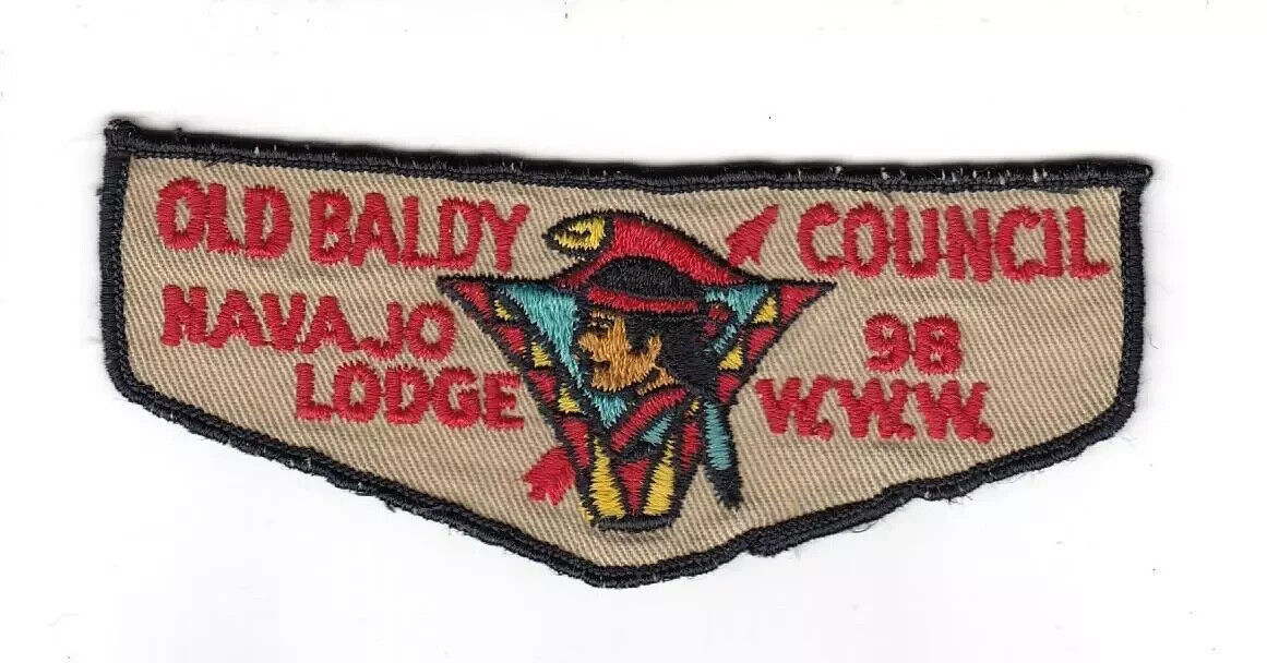 VINTAGE OA NAVAJO LODGE 98 BSA OLD BALDY COUNCIL CA PATCH TWILL FF F1 FIRST FLAP