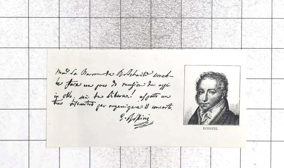 1893 Handwriting, Signature, And Likeness Of Rossini